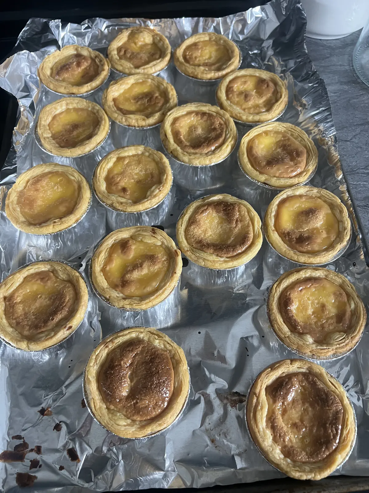 Freshly baked egg tarts